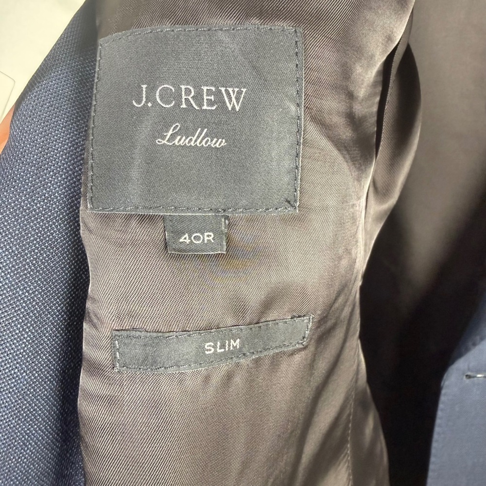 NWT J.Crew Ludlow Tellegno Italian Wool Suit Jacket Blazer Size 40R Navy Blue - Picture 3 of 7